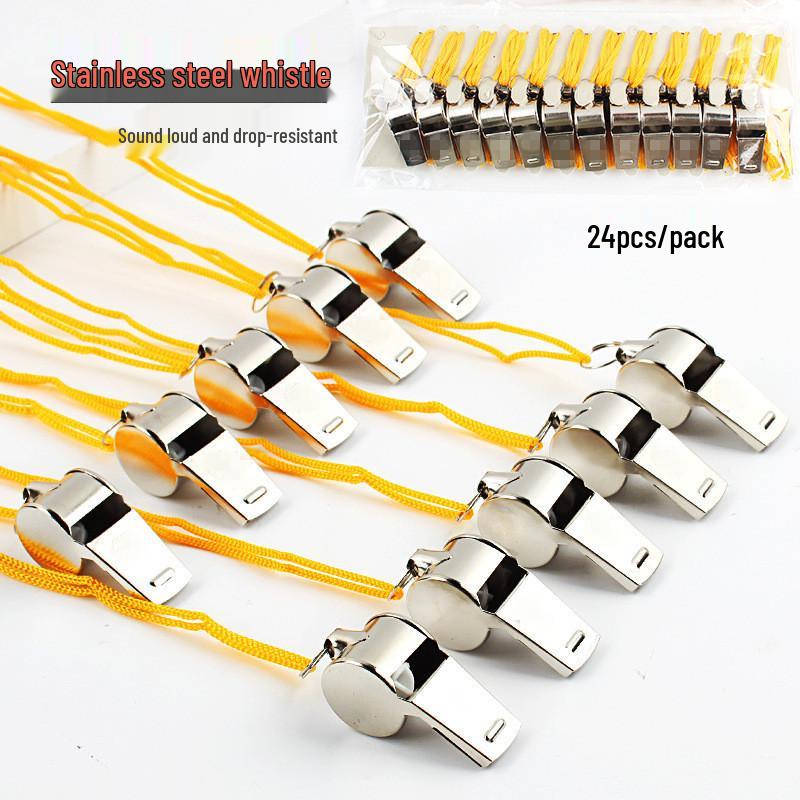 Stainless Steel Coach & Survival Whistle with Lanyard - Loud Outdoor Sports & SOS Signal