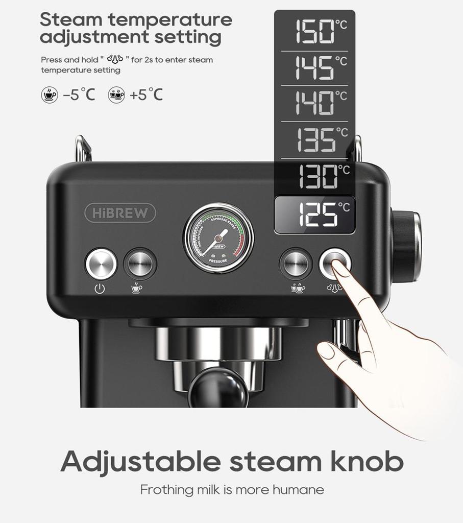 HiBREW H10A Semi Automatic Espresso Coffee Machine, 19Bar Pressure, Milk Frother