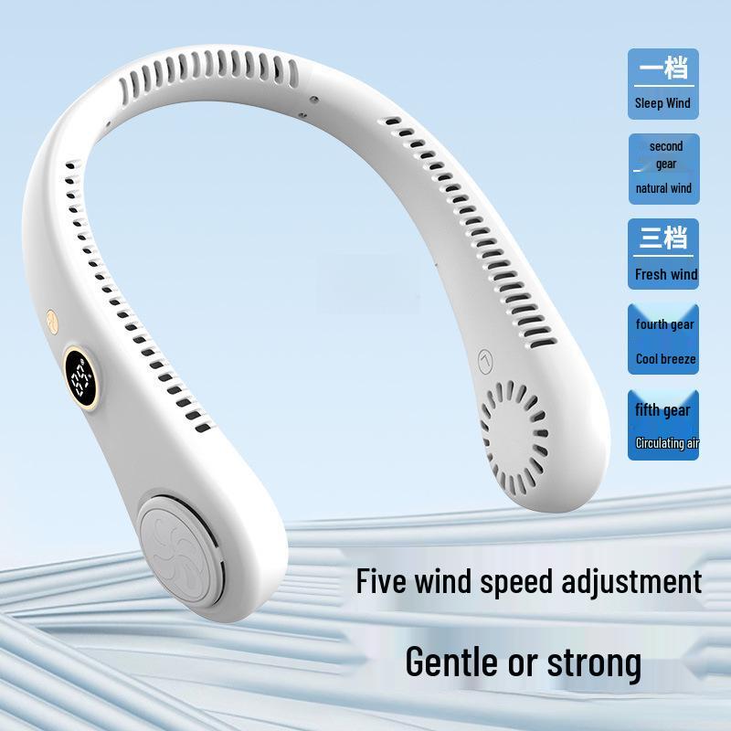 Rechargeable Bladeless Neck Fan - Portable Mini Fan for Sports with Digital Display & Free Shipping