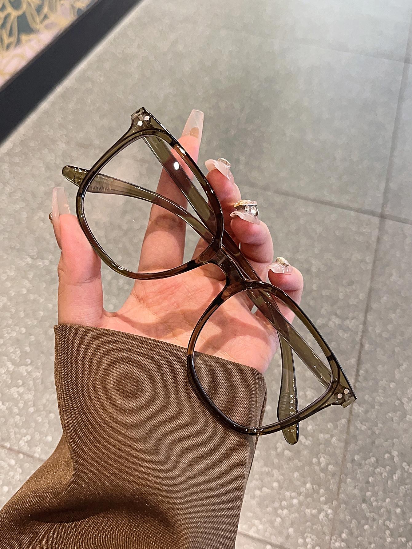 

1Pc Simple Casual Fashion Square Frame Glasses with Clear Lenses and Rivet Design Women s Fashion Reading Glasses