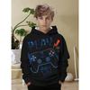 Boys' Black Hoodie with Vibrant Game Console Print - Casual and Comfortable Polyester Blend, Long Sleeves