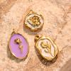 Colorful Geometric Heart Flower Drip Oil Stainless Steel Earrings & Necklace Set