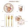 10Pcs Animal Themed Paper Plates Cups Utensils Disposable Party Tableware Supplies for Kids Birthday Baby Showers