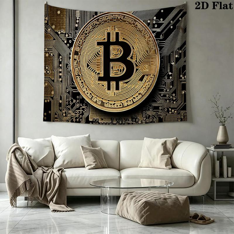 Bitcoin Pattern Home Decor Tapestry, Wall Hanging, Decorative RV Wall Cloth.MGT0918124
