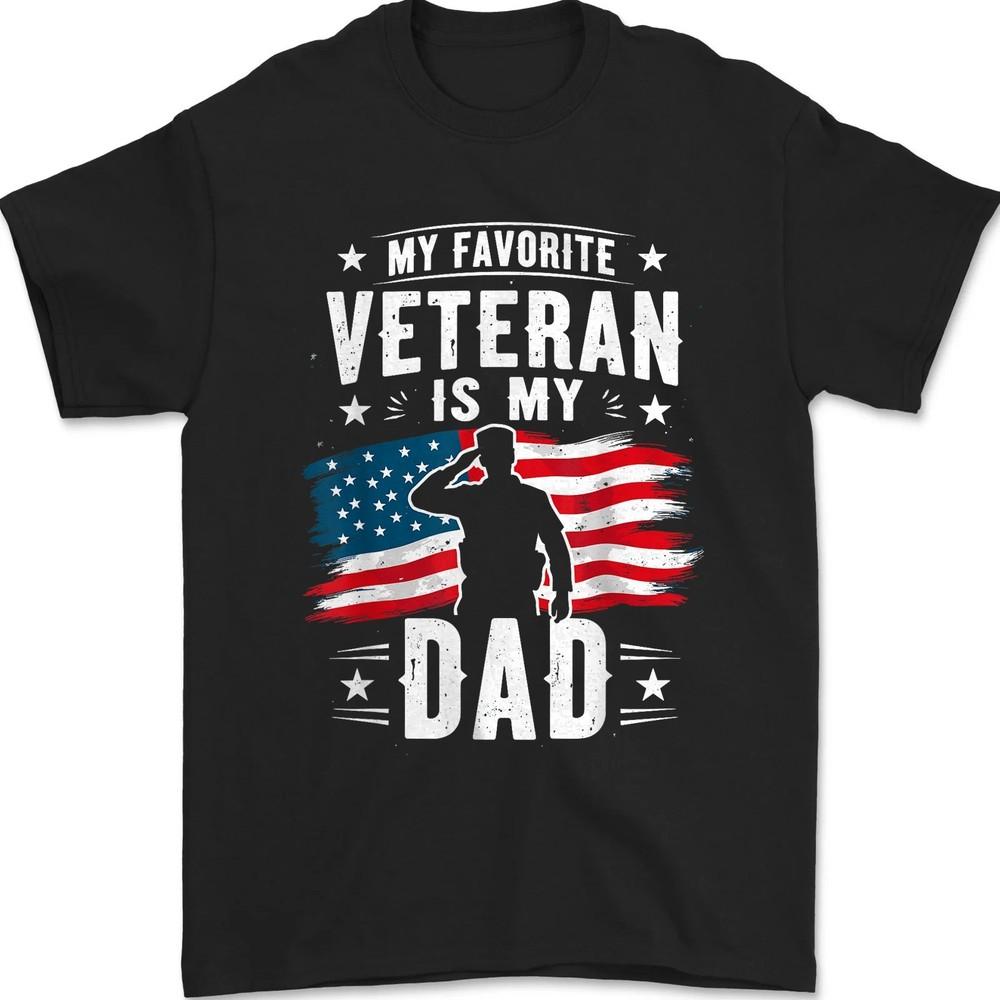 My Favorite Veteran Is My Dad US Flag Patriotic Veterans Day Unisex T-Shirt