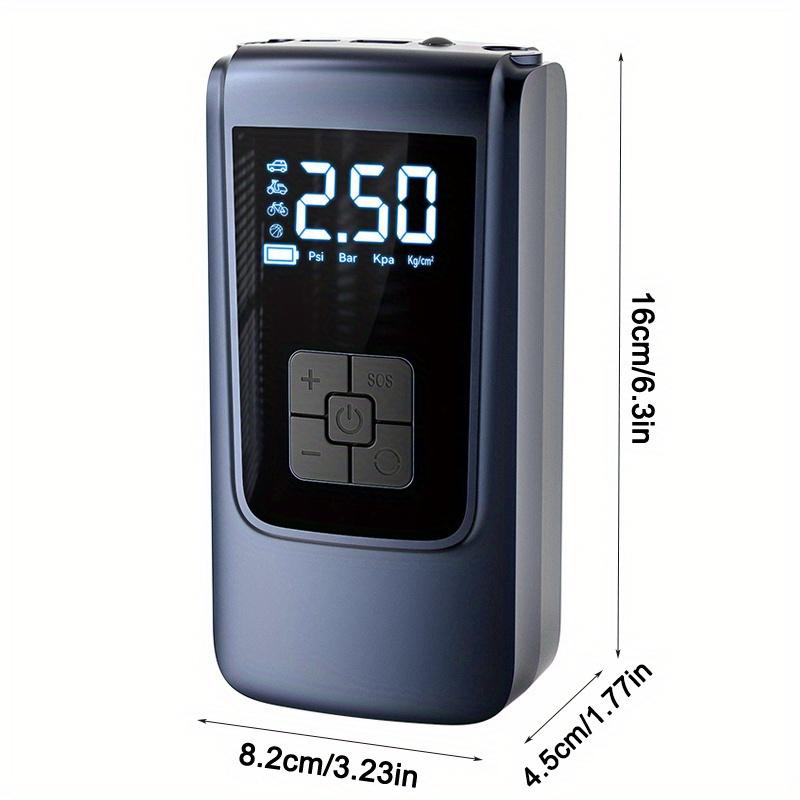 Wireless tire inflators, air compressor pumps and inflators, portable tire inflators digital air compressors with LED lights and digital display