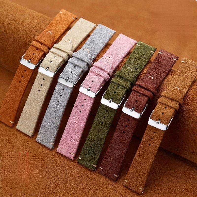Universal Quick Release Leather Watch Strap Thin Faux Leather Replacement Strap Smart Watch Band Suitable for 14mm 16mm 18mm 19mm 20mm 21mm 22mm
