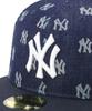 New Era 59FIFTY Denim Monogram NY Indigo 7 5950 Laser Burn NEYYAN IND Cap, Denim, 1/2 Count, Out,