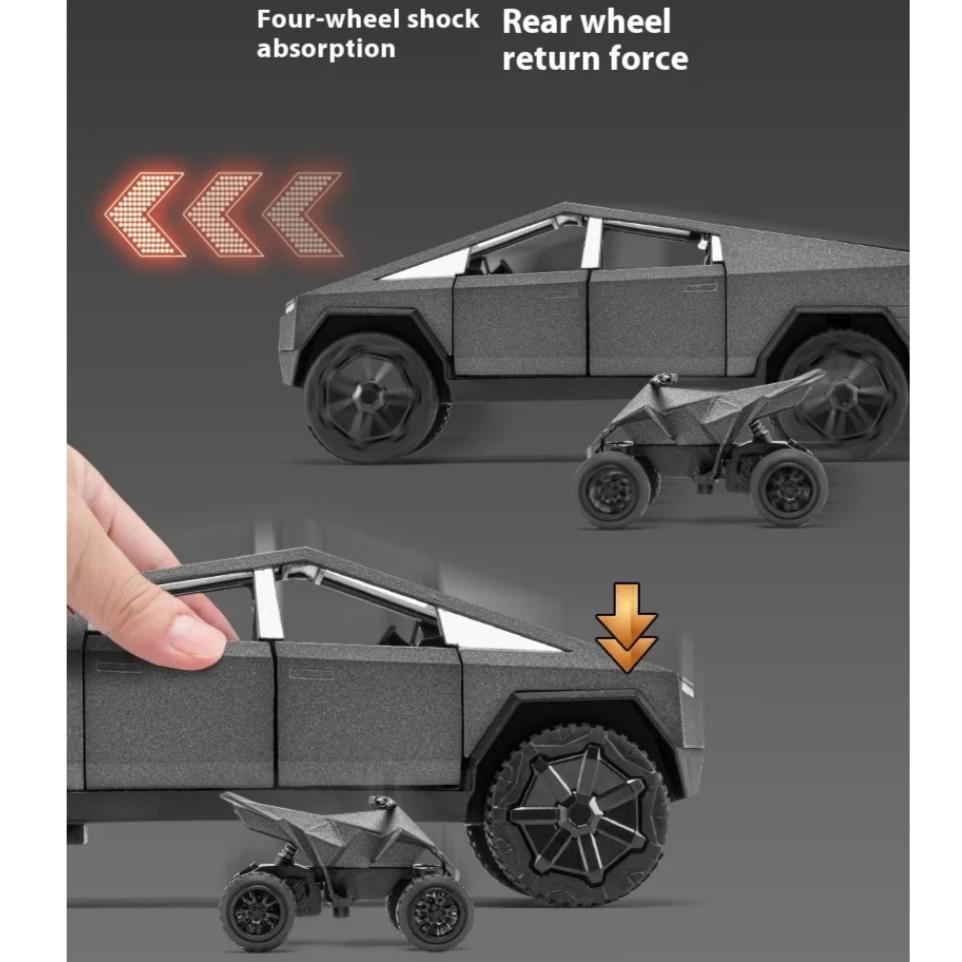 1/32 Scale Tesla Cybertruck Pickup Trailer RV Metal Alloy Toys Car Model Diecast Off-road Vehicle Gift for Boys Kids Collection Truck Ornaments