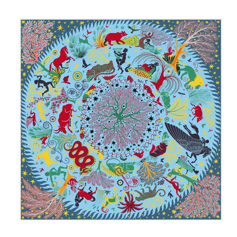 Silk Scarf Women City Street Print Square Scarves Head Echarpes Silk Foulards Femme Wraps Beach Shawl Bandana Lady Hijabs 90CM
