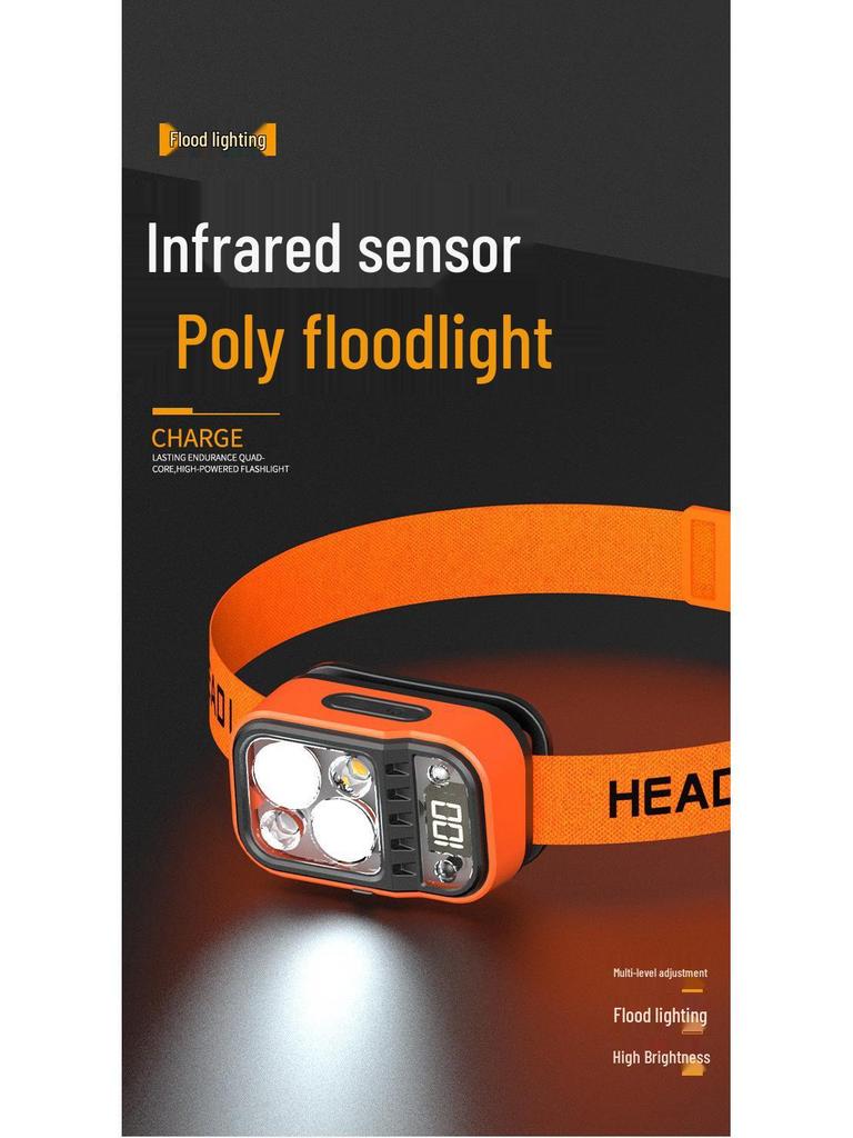 Lightweight Multi-Source Outdoor Running & Fishing Headlamp with Long Battery Life & Digital Display