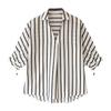 Summer 1116 New Han Fan Lace-up Seven-Sleeve Striped Shirt Women's Loose Casual Chiffon Shirt Bottom Top