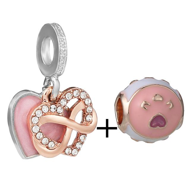 2pcs /Lot New Trend Crown Feather Zircon Hollow Leaves Beads Fit Original Brand Charms Silver Color Bracelets Women Diy Jewelry