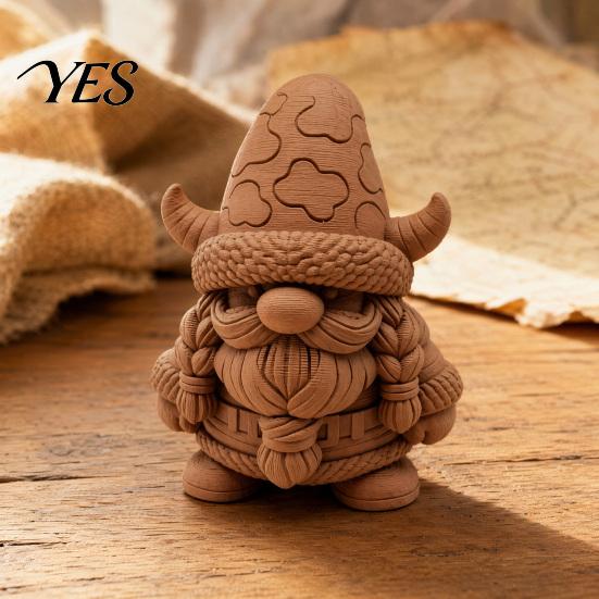Viking Dwarf With Horned Hat Gnome Figurine, 3D Printed Cute Nordic Ornament, Whimsical Statue Little Man Ornament Desk Decor for Home Office