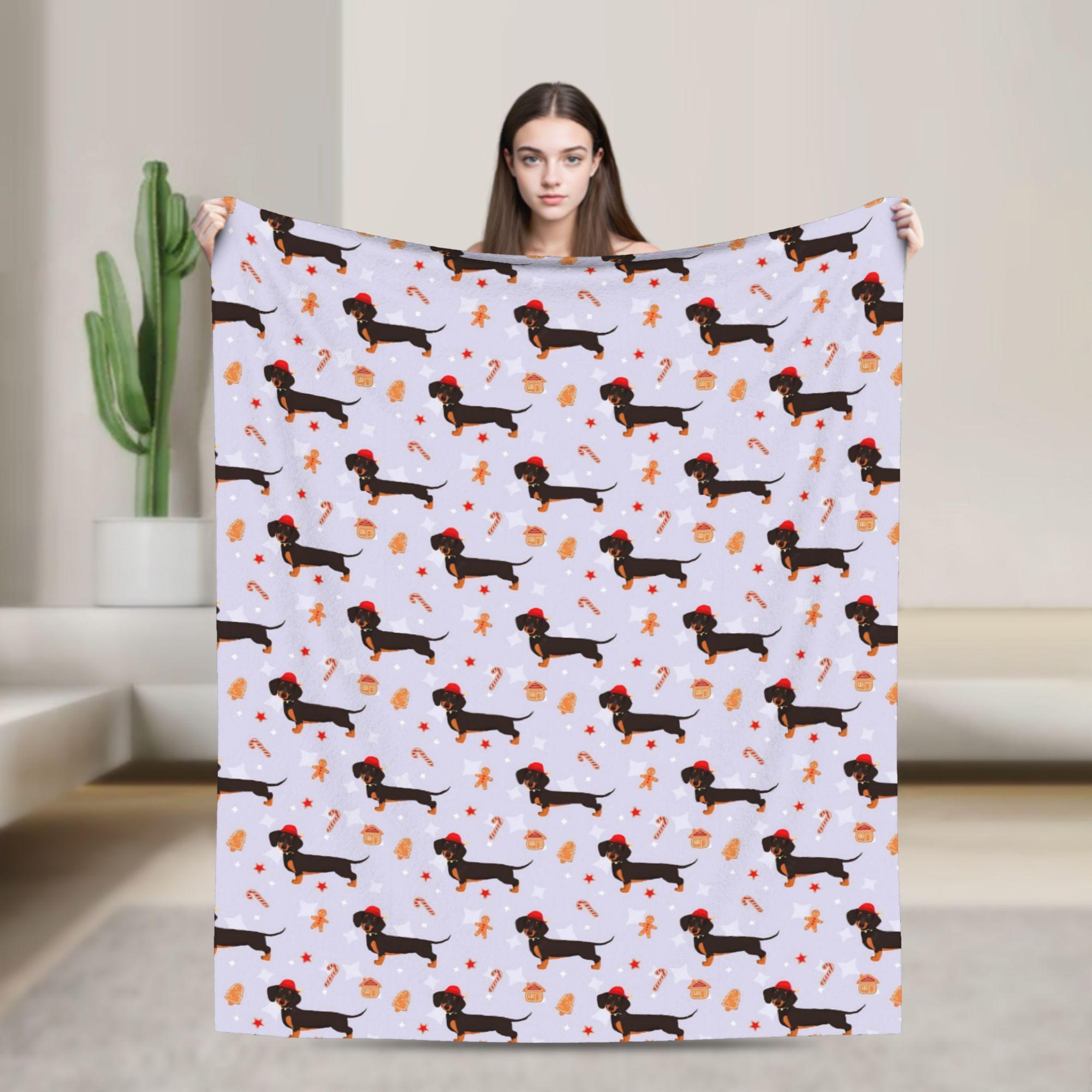 

Dachshund Valentine s Day Flannel Blankets Dogs Animal Funny Throw Blankets for Sofa Bedding Lounge 150*125cm Quilt 200x150cm 80x60in