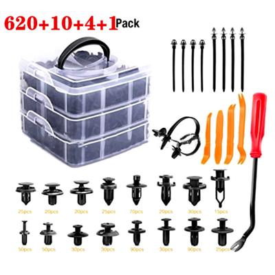 Remaches para Coche Sujetadores Caja Embalada Clips de Plástico para Sujetadores de Automóvil para Reparación de Parachoques 635 piezas