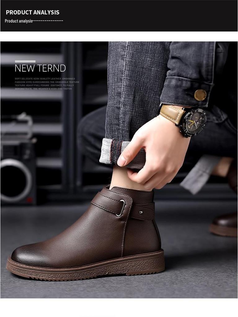 2024 Winter Men's Retro Martin Boots with Warm Velvet Lining