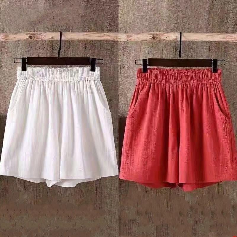 

Cotton and Linen Shorts for Women In Summer Loose Fit High Waisted Straight Leg Thin Casual Pants Slimming and Wide Leg Pants M червоний