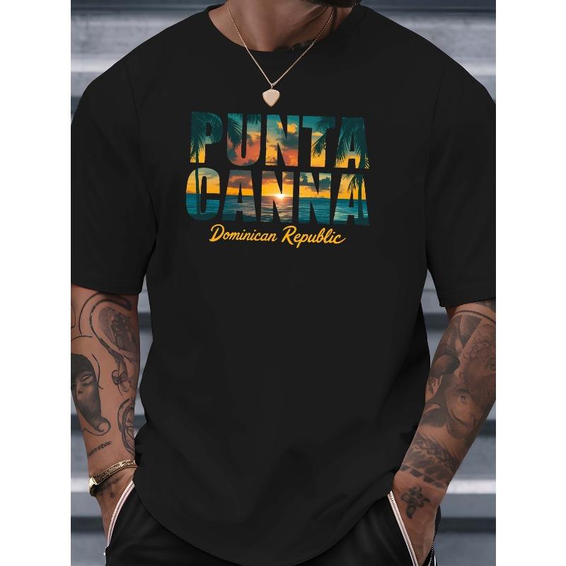 PUNTA CANA Dominican Republic Men S T-Shirt - Bold Graphic Tee with Punta Cana & Republic Text - Lightweight Summer Shirt for Gym, Basketball, Travel S чёрный