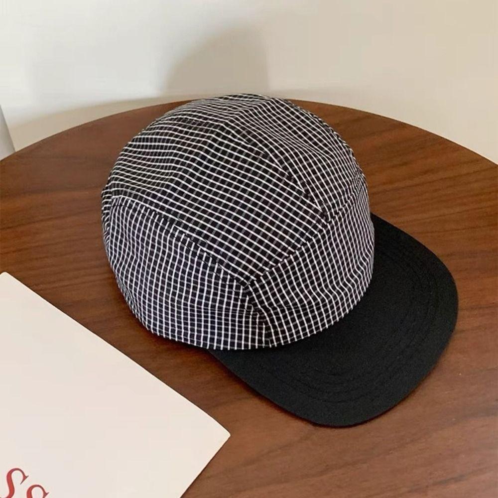Summer Plaid Hats Quick-drying Visor Caps Japanese style Baseball Caps  for Men Women