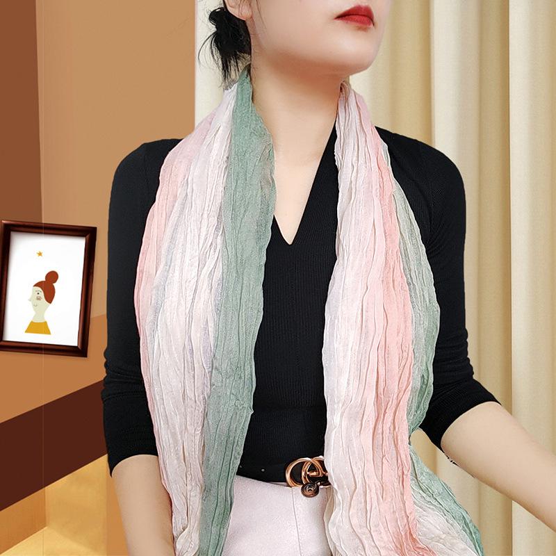 

Модный градиентный шарф/шаль из хлопка, льна и шелка для женщин - Защита от солнца и двустороннее использование для всех сезонов 175 cm