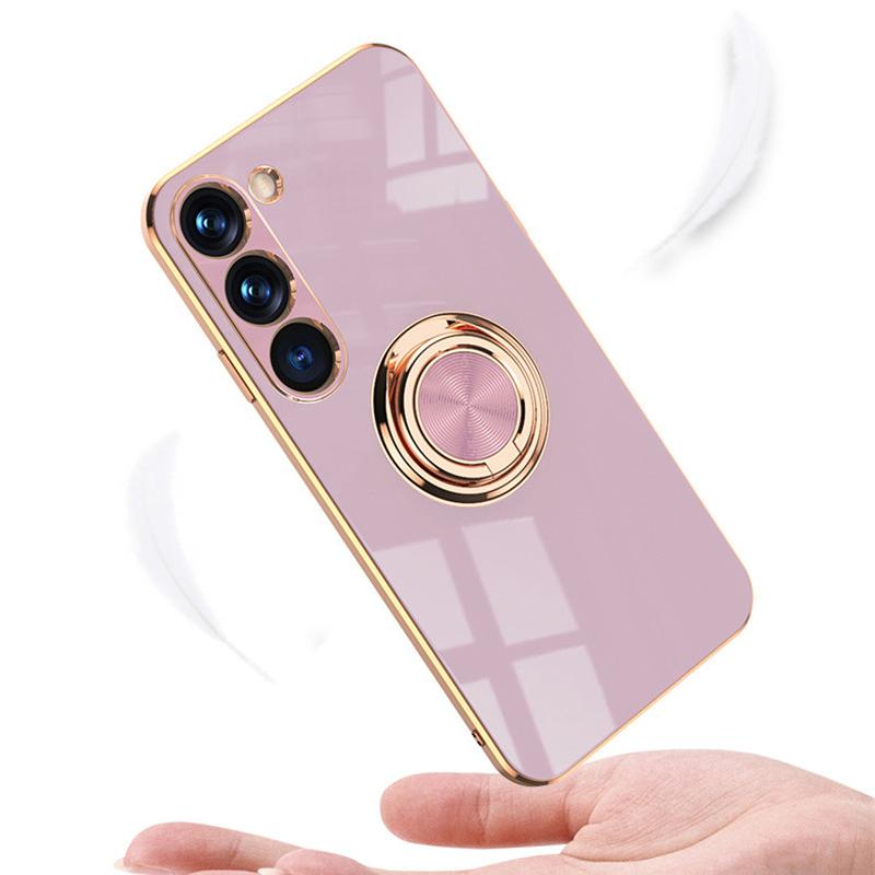 Car Magnetic Adsorption 6D Plating Silicone TPU Case With Ring For Samsung Galaxy S24 S23 FE Plus Ultra Back Stand Bumper Shell Cover Potector