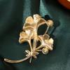 Antique Charm New Ginkgo Leaf Imitation Pearl Alloy Brooch Elegant Classical Party Luxurious Dress Fashion Matching Accessories