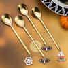 6 Pcs Stainless Steel Mini Salad Fruit Tasting Forks Halloween Tea Coffee Stirring Spoons for Dessert Milkshake Ice Tea 55KF