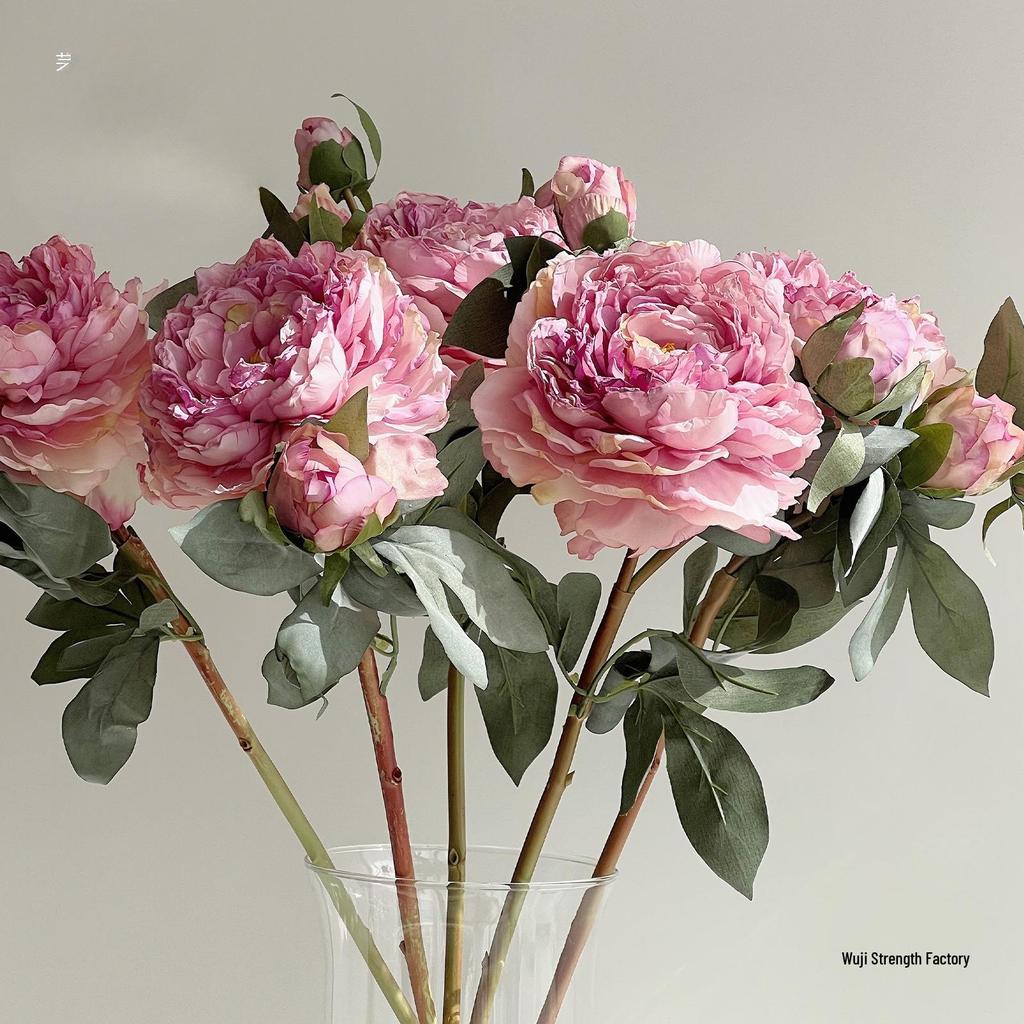 High-Quality Burnt Edge Silk Peony - Artificial Flower for Home Decor & Photography