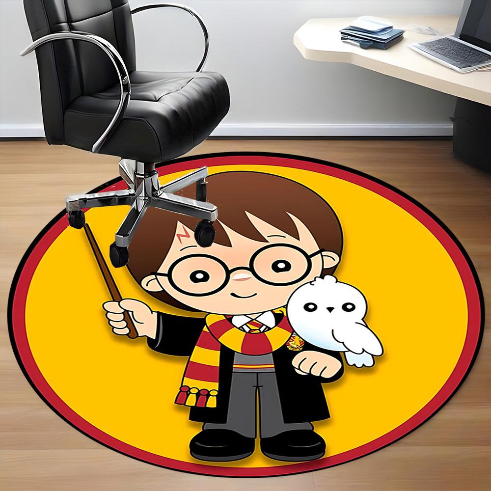 1pc Harry Potter Chair Carpet for Office Non-Slip, Soft & Comfortable, Carpet for Office, Gaming, Lightweight Round Floor Mat