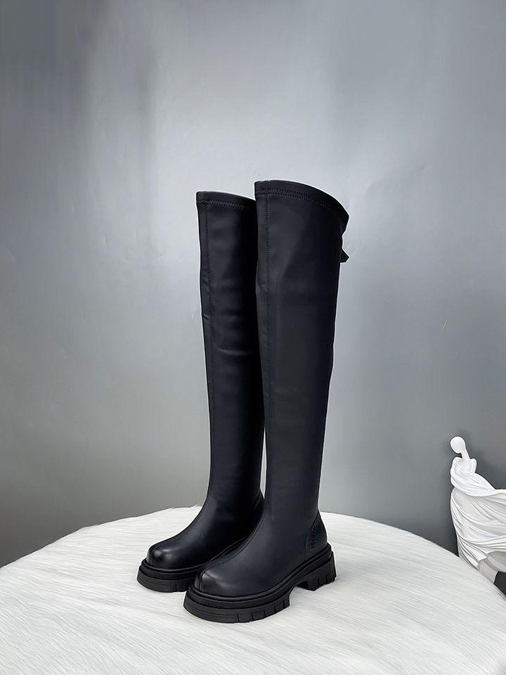 Long boots for women 2026 new autumn and winter season Meilad style slimming and elastic knee high thick soled knight boots