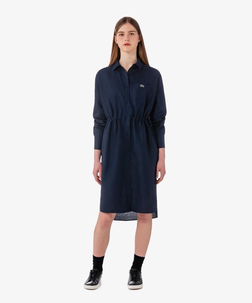 Lacoste Women'S Long Sleeve Linen Blended Shirt Dress Ef8271-56G 166