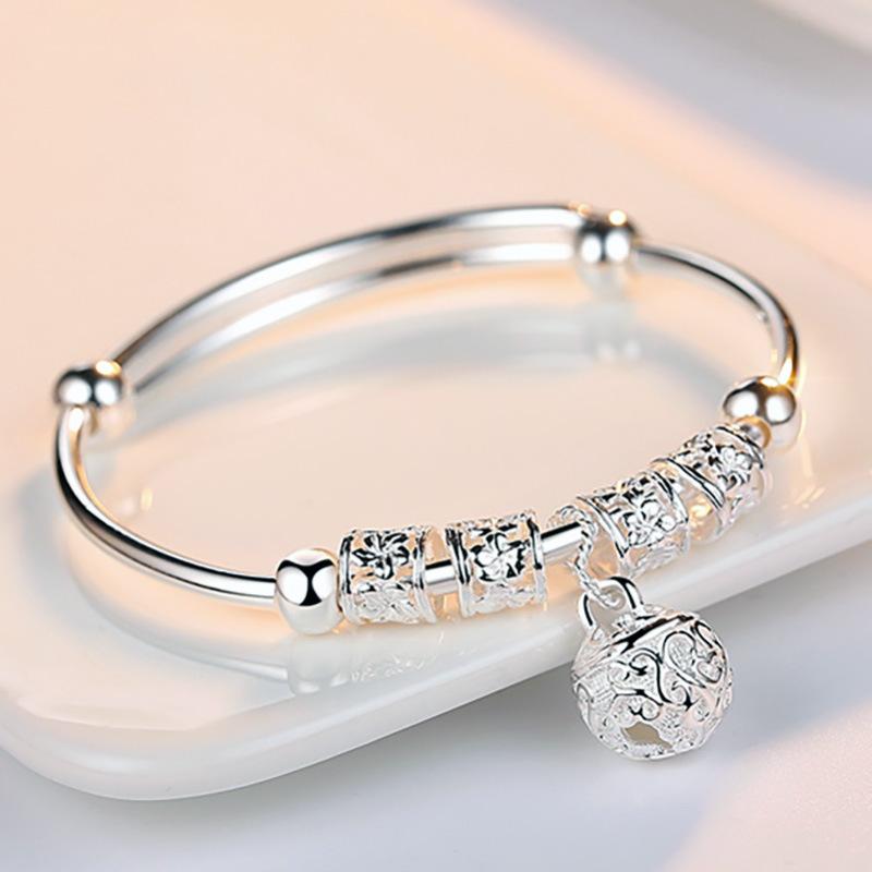 Fijn 925 Sterling Zilver Holle Bellen Bal Armbanden Verstelbare Armbanden voor Vrouwen Mode Vakantiecadeaus Feest Bruiloft Sieraden