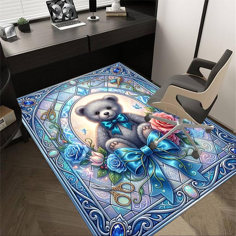 

1PC Teddy Bear Stained Glass Non-Slip Floor Carpet Compatible for Office&Living Room&Bedroom&Dining room - Soft & Pattern-G0365 60cm by 90cm