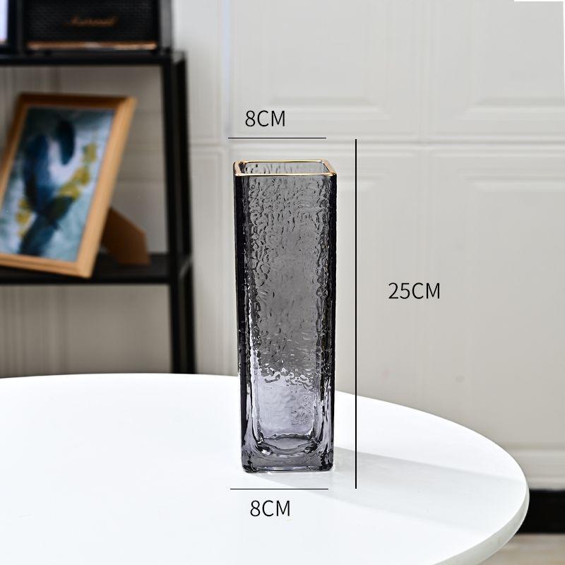 Thickened Square Glass Vase for Fresh Flowers - Elegant Hydroponic Floral Container for Living Room & Dining Table Decor