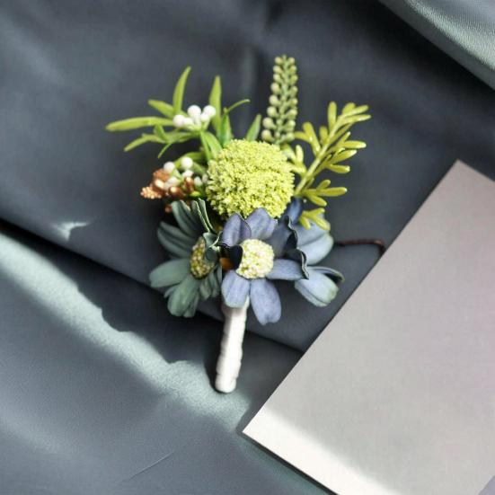 Artificial Wedding Corsage And Boutonniere Set Silk Flower Wrist Corsage And Lapel Pin for Bridal Party Business Opening Ceremony Guest Flower
