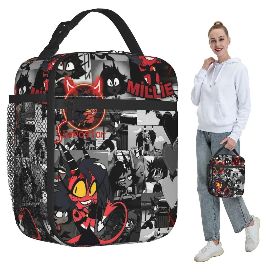 Anime Helluva Boss Millie Insulated Lunch Bag for Women Office Cooler Thermal Food Box Tote Portable Lunch Boxes Container
