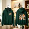 Vintage Retro Cartoon Cats Books Lovers Hoodie Oversized Fit Reading Glasses Coffee Cups Navy Blue Stars Graphic Pullover Sweats