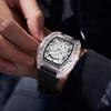 Men's Transparent Barrel-Shaped Quartz Waterproof Wristwatch