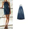 Spring New Small Bow French Style Hanging Collar Sleeveless Backless Demin Dress 5520285
