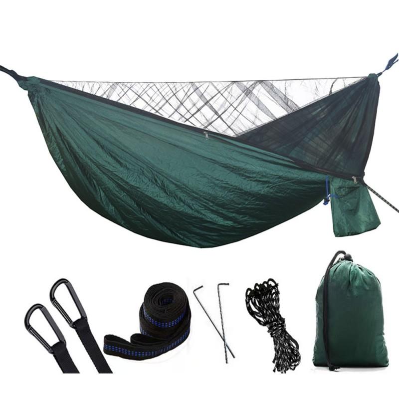 Automatic Quick-Open Mosquito Net Hammock Outdoor Camping Double Person Nylon Parachute Style