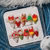 Dopamine Christmas Bear Manicure: Handmade Wearable Cartoon Fake Nails