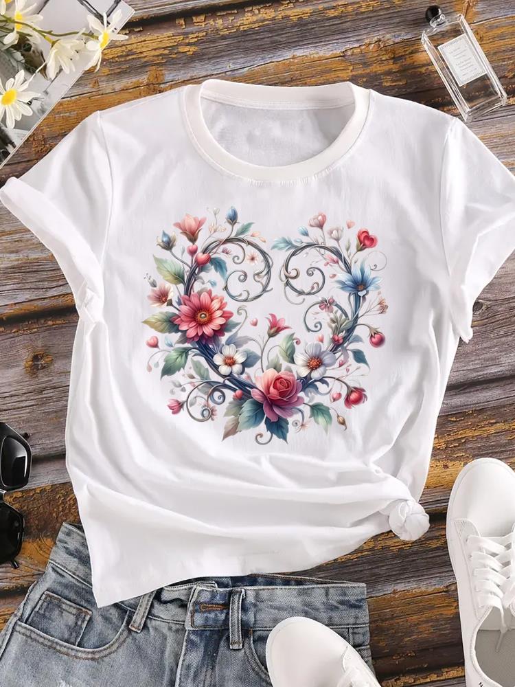 (Asian Size) cute style 90s Female Top Fashion Graphic Short Sleeve T-shirts Casual T Shirt  Lady Printed Clothing Women Tee