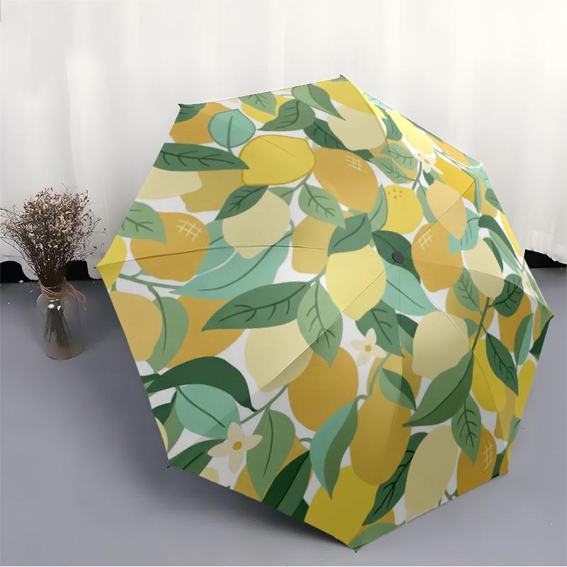 1pc Lemon Pattern Automatic Opening/Closing Folding Umbrella with 8 Ribs,Windproof Portable Sunshade Umbrella Holiday Gift Yy260401018