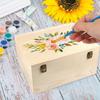 DIY Unfinished Wood Storage Box Large Unfinished Wooden Box with Hinged Lid and Front Clasp for Arts Gifts Jewelry