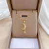 Titanium Steel Micro-Inlaid Luxury Necklace: Elegant Full Diamond Gold Design for Women