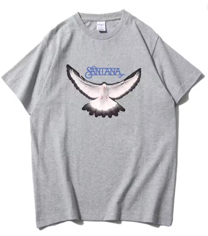 Carlos Santana Loose Dove Logo Tee Cotton Short Sleeve Casual Male Tshirt Fashion Unisex Streetwear Graphic Printing Tshirts