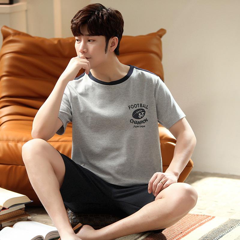 Pánské pyžamo Letní s krátkým rukávem Tenké Volné Pohodlné Ležérní Loungewear Set 2dílný set Ležérní Jednoduché Spací oblečení Domácí oblečení