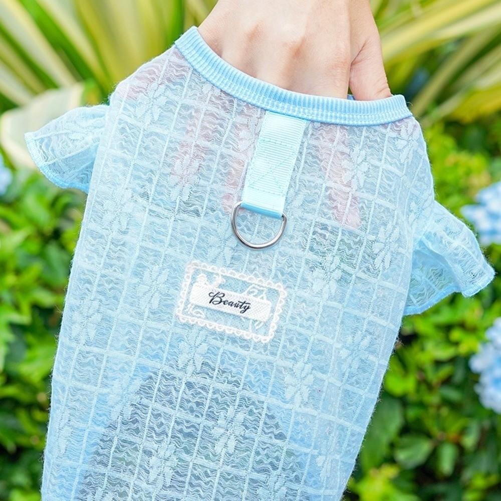 Thin Mesh Dog Cooling Vest Breathable Sun Protection Cat Sunscreen Vest D-Ring Design Flower Print Dog Summer Clothes