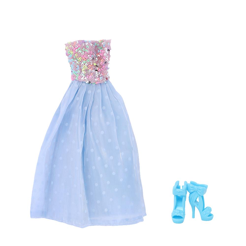 2 Pcs/Set Fashion Doll Clothes Daily Wear Tops Pants Mini Dress Gown with High Heels Shoes Sport Boots